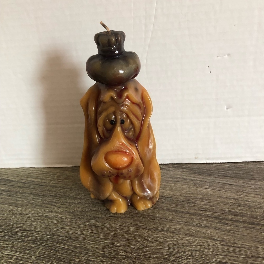 Vtg 1970s Sad Basset Hound Dog Candle